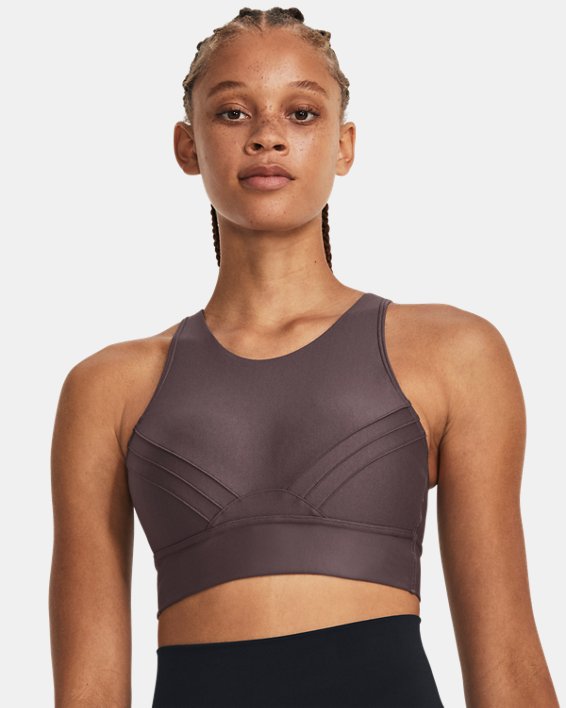 Women's UA Infinity Mid Pintuck Sports Bra in Gray image number 0